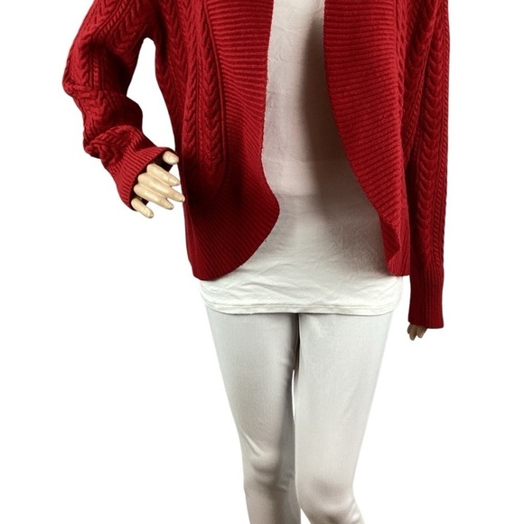 Talbots Open Front Heavy Weight Cardigan Sweater Size L Red - Picture 3 of 7